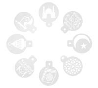 CHICAMPERA 16pcs Muslim Eid Mubarak Cake Stencil Molds Baking Templates Coffee Latte Art Decorating Tools for Ramadan Cake Decoration Party
