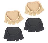 CHICAMPERA 2 Pairs Cotton Five-Toe Half Socks with Ball-of-Foot Cushions Breathable Comfortable Toeless Toe Socks for Women Black and Nude