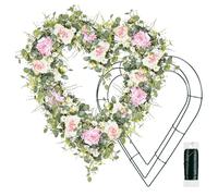 CHICAMPERA 2 Pcs Heart Wire Wreath Frames with Flexible Tpe Wire, Versatile and Heart-shaped Wreath Base for Party and Indoor Flower Garland Crafts
