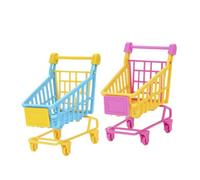 CHICAMPERA 2 Pcs Mini Shopping Cart PVC Simulation Trolley Dolls Storage Rack for Encourages Role Play Fine Motor Skills Random Color Random Color