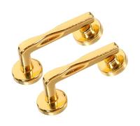 CHICAMPERA 2 Sets Dollhouse Door Knob and Lock Kit Gold Miniature Iron Handles for Tiny House Accessories for DIY Dollhouse Decoration and Collecting