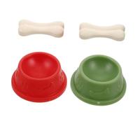 CHICAMPERA 2 Sets Miniature Dog Food Bowl Tiny Bone Plastic Bowls for Dollhouse Pet Accessories Realistic Pet Dish for Playtime Collectibles