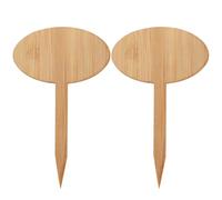 CHICAMPERA 20 Pcs Thicken Bamboo Plant Labels T Shape Mini Signpost Plaque Ornaments for Plants and Seedlings, Easy to Insert Garden and Nursery Decor Supplies with Oval Style
