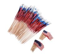 CHICAMPERA 200pcs National Flags Fruit Picks American Flag Toothpicks Cupcake Toppers for July Celebrations Picks for Festive Atmosphere