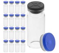 CHICAMPERA 20pcs Glass Vial Set Vials 10ml Flat Bottom Good Sealing Effect Refill Easily with Caps for Beauty and Personal Care
