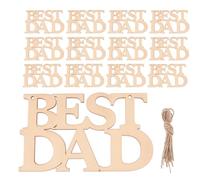 CHICAMPERA 20pcs Wooden Hollow Out Slices Hanging Ornaments for Father's Day Home Decor with 4m Hemp Rope, Multifunctional Creative Pendant Cutouts for Wall Decoration and Keychains