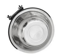 CHICAMPERA 250Ml Hanging Pet Water Bowls Stainless Steel Dog Cage Food Bowl with Bolt Holder for Cats Dogs Birds Anti-Tip Silver