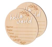 CHICAMPERA 2pcs Announcement Sign Wooden Milestone Discs Birth Commemorative Plaque Newborn Photo Props Nursery Name Signs Unisex Monthly Growth Tracker