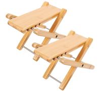 CHICAMPERA 2pcs Bamboo Bathroom Toilet Stool with Humanized Footrest Design, Folding Anti-Skid Squatting Foot Stool for Home Use, Comfortable and Stable Beige Footstool for Family Daily Use