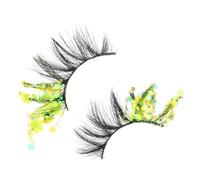 CHICAMPERA 2pcs Colorful Luminous False Eyelashes Glitter Stars, Glow-in-the-dark Cosplay Lash Extensions for Performances and Parties