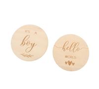 CHICAMPERA 2pcs Creative Baby Commemorative Growth Cards Made of Timber for Newborn Keepsake and Photo Album Use, Social Media Props to Capture Baby's Monthly Age and Development