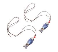CHICAMPERA 2pcs Cute Ceramic Fish Whistles with Lanyard, Lightweight Handmade Musical Instrument Whistles, for Outdoor and Musical Instrument Experiences