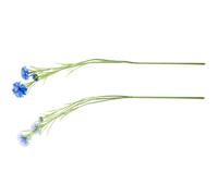 CHICAMPERA 2pcs Fake Flowers Artificial Cornflower Bunches 3-head Blue Silk Cloth Delicate Touch Lasting Use for DIY Crafts and Gardens