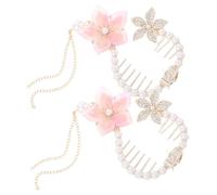 CHICAMPERA 2pcs Floral Cherry Blossom Hair Clips with Faux Pearls, Lightweight Alloy Resin Claw Clips for Secure Grip and Strong Hold, for Outdoor Activities and Active Sports