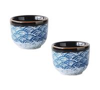 CHICAMPERA 2Pcs Japanese Ceramic Sake Cups Glazed Sea Microwave Safe for Warm Sake Serving at Home Bar Restaurant