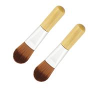 CHICAMPERA 2pcs Mini Foundation Makeup Brushes with Lightweight Nylon Fibres and Short Wooden Handles, Portable Cosmetic Tools for Travel and Precise Foundation Application