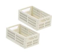 CHICAMPERA 2pcs Mini House Storage Bins Wooden Crate Hollow Side Baskets for Tiny Things for Dollhouse Decor Miniature Scene Layouts Safe Practical Design