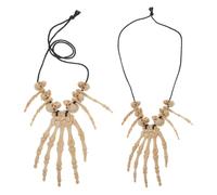 CHICAMPERA 2pcs Resin Skull Bone Pendant Necklace Eye Catching Halloween Jewelry for Costume Parties Easy to Maintain for Friends