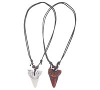 CHICAMPERA 2pcs Shark Tooth Necklace for Men and Boys Resin Cool Neck Chain Adding Charm for Beach Parties and Festive Dinners
