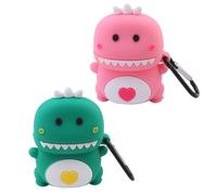 CHICAMPERA 2Pcs Silicone Earphone Case Dinosaur Design Compatible with Apple 1St 2Nd Generation Compact for Sports and Daily Carry