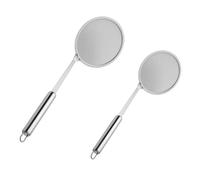 CHICAMPERA 2pcs Stainless Steel Filtering Ladles Kitchen Food Strainers Anti-scalding Silver Oil Filter Spoons for Families and Fried Chicken Shops