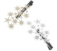 CHICAMPERA 2pcs Star Clips Sparkling Rhinestone Hair Accessories Alloy Material Firm Grip Korean Style Fashionable Hair Clips for Women Weddings and Parties
