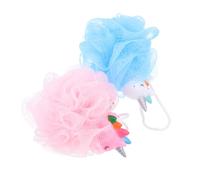 CHICAMPERA 2pcs Unicorn Bathing Mesh Balls Exfoliating Body Scrubber, Pink Blue Bath Accessory Shower Sponges for Gentle Home Use