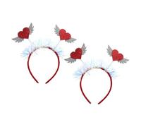 CHICAMPERA 2pcs Valentines Day Heart Headband for Women, Red Felt Cloth and Plastic Material, Delicate Hair Decor, Easy to Take, for Festivals and Daily Life