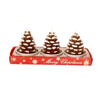 CHICAMPERA 3pcs Christmas Candle Set with Delicate Pine Cone Shape Made from Paraffin for Party and Carnival Table Decoration, Xmas Candle Decoration Supplies