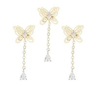 CHICAMPERA 3pcs Golden Metal Nail Art Chain Ornaments for DIY and Professional Use, Creative Shiny Manicure Decorations with Stylish Zircon Rhinestones, for Women and Ladies
