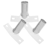 CHICAMPERA 3pcs Iron Broom Handle Connector Bracket with Quick Installation and Fit for Commercial Spaces and Offices, Silver Replacement Adapter for Brush Heads and Poles