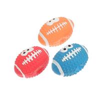 CHICAMPERA 3pcs Latex Squeaky Dog Rugby Ball for Pet Dogs Bite-resistant Interactive Chew That Encourage Natural Instincts and Fetch Random Color
