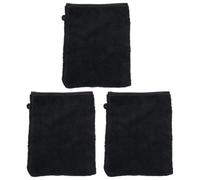 CHICAMPERA 3pcs Microfiber Makeup Remover Gloves for Women, Exfoliating Facial Cleansing Mitts, Black Soft Wash Gloves for Spa Bath and Daily Skincare