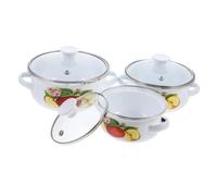 CHICAMPERA 3pcs Mini Enamel Stockpot with Handles Non Stick Cooking Pots for Electric and Induction Stoves for Soup Noodles Milk and Sauce Preparation in Kitchenware