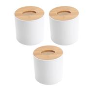 CHICAMPERA 3pcs Modern round Wooden Tissue Box Cover Easy Access to Tissues, Multifunctional Design, White Wood and Pp Material, for Living Room and Home Decor