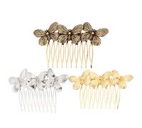 CHICAMPERA 3pcs Vintage Butterflies Hair Comb Set for Bride Alloy Hair Accessories Silver Finish for Engagement Ceremonies and Occasions