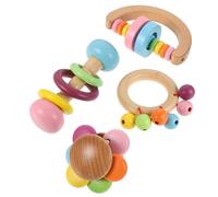 CHICAMPERA 4 Pcs Parrot Biting Wooden Dumbbell Bird Chewing with Leather Rope, Safe Parrot Entertainment Set for Pet Birds, Creative Nibbling for Cage Play