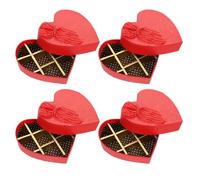 CHICAMPERA 4 Pcs Red Heart-shaped Paper Chocolate Boxes for Small Items Storage, Creative and Romantic Cases for Mother's Day and Valentine's Day