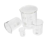 CHICAMPERA 4pcs Borosilicate Glass Measuring Beakers Set Laboratory Glassware Heat Resistant with Spout for Precise Liquid Storage and Mixing