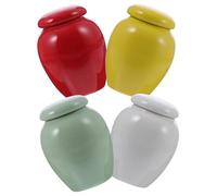 CHICAMPERA 4pcs Ceramic Pill Bottle Storage Seal Cans Small Tea Can Bone Ash Memorial Casket for Pet Human Cremation