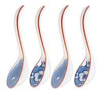 CHICAMPERA 4pcs Ceramic Soup Spoons Long Handle Reusable Food Serving Spoons with Fine Workmanship and Easy to Store Design for Festivals and Anniversaries, Light Weight and Simple Style
