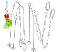 CHICAMPERA 4pcs Chicken Veggies Skewer Hanging Feeder with Adjustable Chains for Hens Medium Birds Fruit Vegetable Holder Stimulates Foraging and Relieves Stress