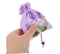 CHICAMPERA 4pcs Linen Wedding Pouches Small Drawstring Jewelry Bags Embroidered Lavender Sachet Bags Handmade Cross Stitch Brocade Sacks for Christmas Wedding Packaging