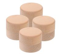 CHICAMPERA 4pcs Natural Beech Wood Round Keepsake Box Elegant Unfinished Storage for Rings Coins Tooth Fairy Mini Wooden Jewelry Holder for Wedding Engagement and Memory Preservation