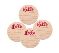 CHICAMPERA 4pcs Newborn Arrival Announcement Sign Wooden Birth Sign Card Name Date Weight and Height