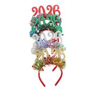 CHICAMPERA 4pcs Sparkly Year Headbands for Women Glittery Holiday Hair Accessories for Years Eve Parties Comfortable Fit Stylish Decorations in Red Green Gold and Silver