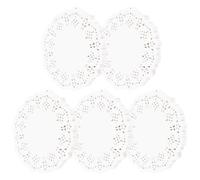 CHICAMPERA 5 Sets White Disposable Lace Paper Placemats for Snacks and Cakes, Thin Non-stick Edible Paper Doilies, round Shape Plate Pads for Dessert and Baking Use