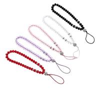 CHICAMPERA 5pcs Crystal Beaded Phone Wrist Strap Lanyard Hanging Decoration with Sturdy Rope Chain for Music Player and USB Flash Drive, Gift and Daily Accessory to Prevent Random Color