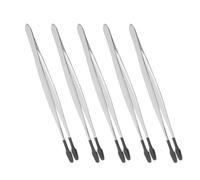 CHICAMPERA 5pcs Stainless Steel Tweezers Kit for Craft with Stable Grip and Anti-Slip Design, Silver Metal Tweezers Suitable for Precision Work in Crafting and Beauty Applications