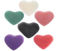CHICAMPERA 6pcs Heart Shaped Facial Sponges for Face and Body Cleansing Exfoliating Pore Unclogging Sponges with Multiple Colors Gentle for All Skin Types Soft Face Wash Puff for Revitalizing